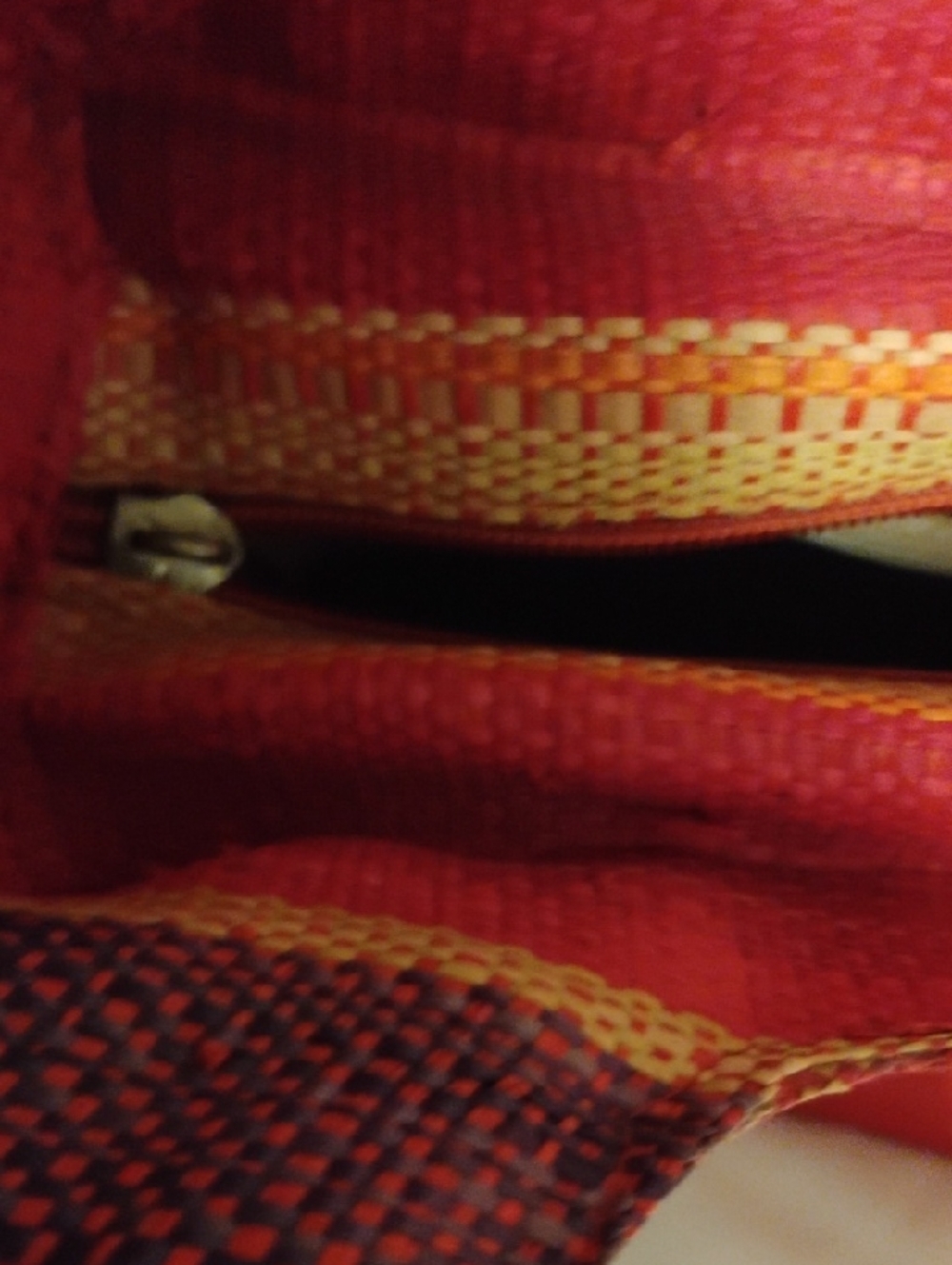 Colorful Striped Woven Tote Bag with Gold Handles - Picture 6 of 6